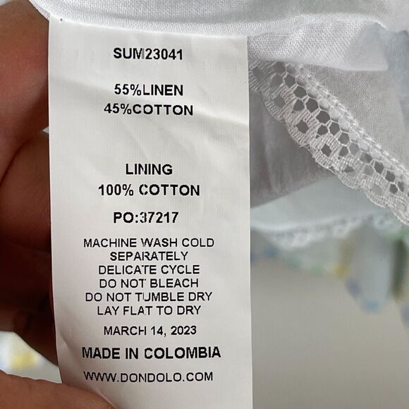 Dondolo Sam Linen Blend Dress Womens XXL Striped Smocked Ruffle Boho Peasant NEW - Picture 7 of 15